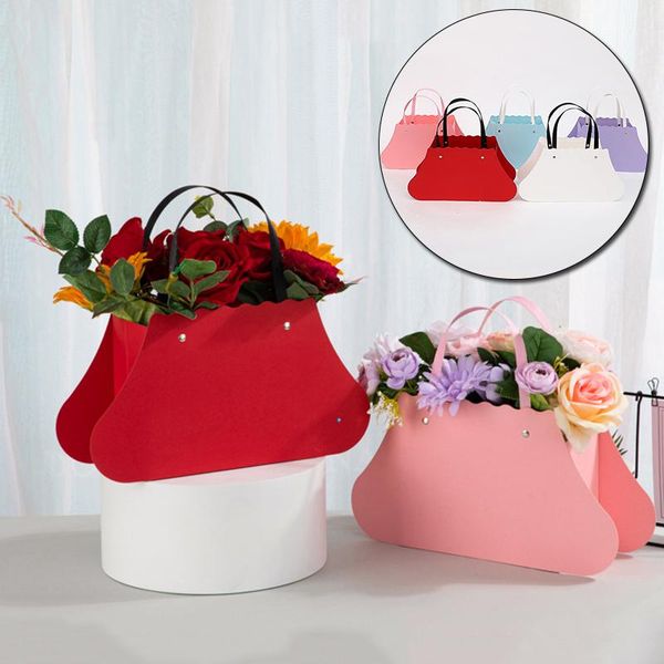 

flower paper bag kraft pvc handbag waterproof bouquet florist gift packing box valentine's day rose boxes party decoration