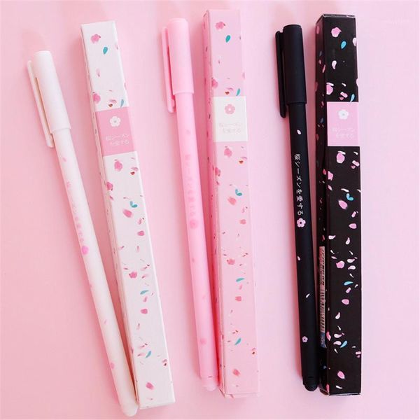 

gel pens 2pcs romantic sakura 0.38mm black ink writing kawaii stationery school office supplies material escolar papelaria1