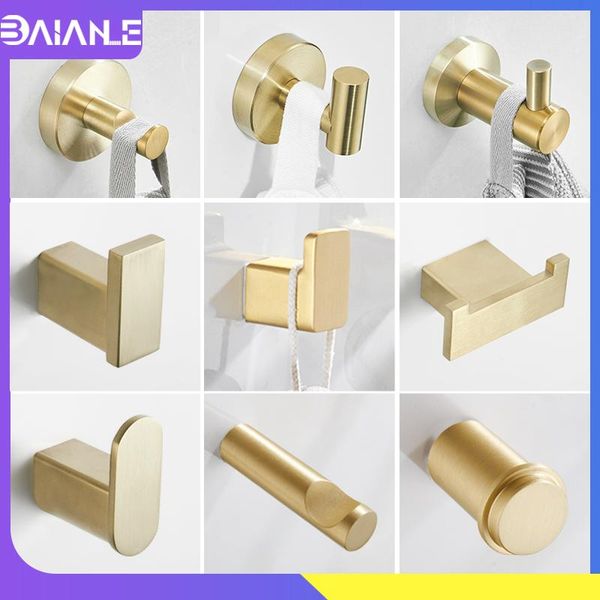 

robe hooks double hook stainless steel gold bathroom for towels key hat bag wall mounted coat rack decorative clothes hanger