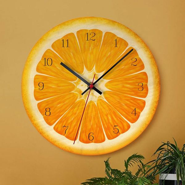 

wall clocks nordic creative wooden home decoration fruit pattern clock round 11 inches simple and environmentally friendly