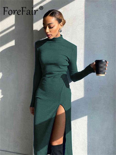 

forefair 2021 autumn winter knitted long sleeve women's midi dresses bodycon evening party woman dress for new year 2022 g1223, Black;gray