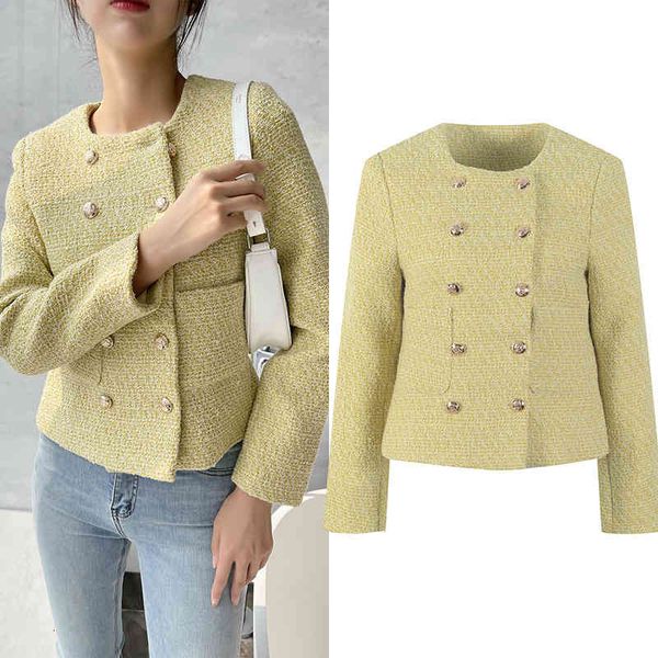 

women's suits & blazers women tweed blazers brand design coats spring long autumn solid yellow sleeve elegant high-street office lady c, White;black