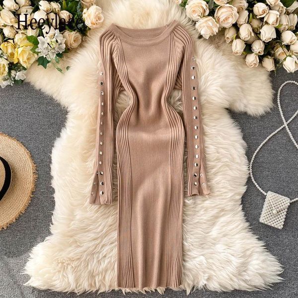 

casual dresses vintage slim button split sleeve autumn bodycon knitted sweater short dress winter party women club stretch, Black;gray