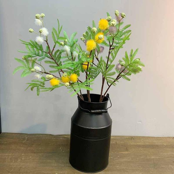 

decorative flowers & wreaths 68cm artificial acacia yellow mimosa plush pudica spray cherry fake silk flower wedding party event x'mas