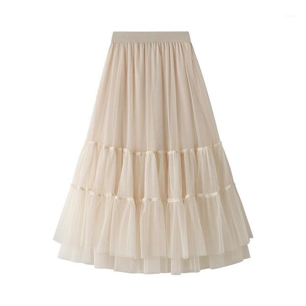 

skirts 2021 ins fashion women long flower spring autumn mesh #0268, Black