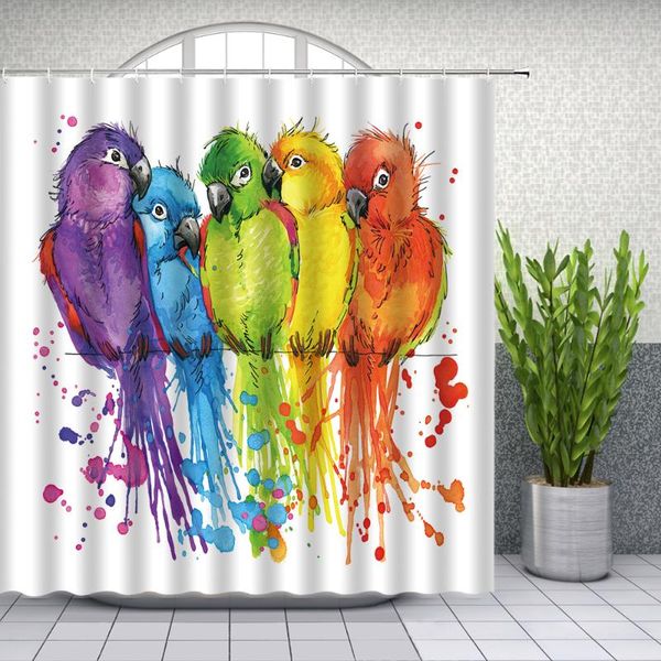 

shower curtains colorful bird watercolor parrot beautiful animal pattern bathroom decor polyester hanging curtain set with hooks