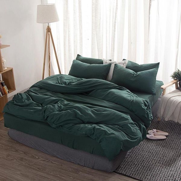 

bedding sets 42 2021 solid color pillow case duvet cover bed sheet 4pcs set for home soft double-sided pattern simplicity linens