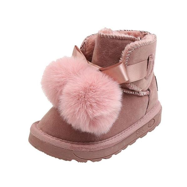 

new 2021 snow boots for girls boys boots leather winter plush warm children' shoes fur botas kids zapatos sport shoes, Black;grey