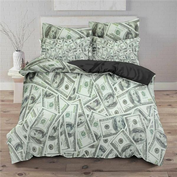 

bedding sets 3d modern set dollar motif printed duvet cover comforter 2/3 pcs money pattern funny bed decor bedclothes