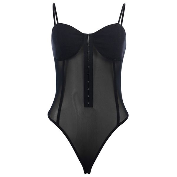 

mesh black/white see through bodysuits women sleeveless sling v neck bodycon skinny club party fashion leotard rompers