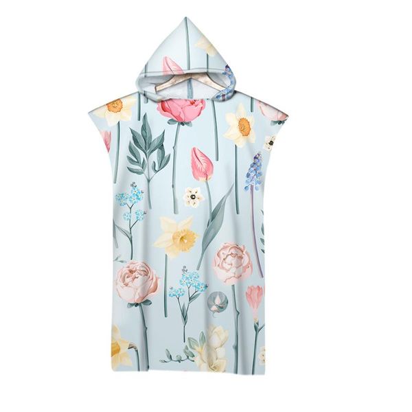 

towel colorful flowers roses pattern printed beach adults soft hooded bath towels