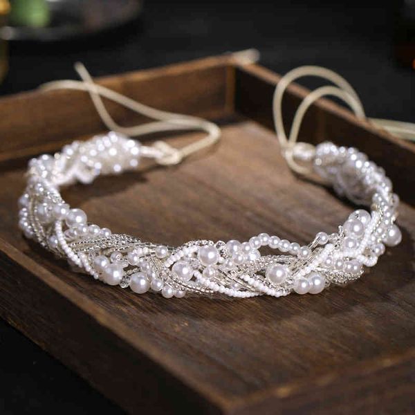 

hairband bride wedding accessories pearl tiara band on the head women's jewelry, Slivery;golden
