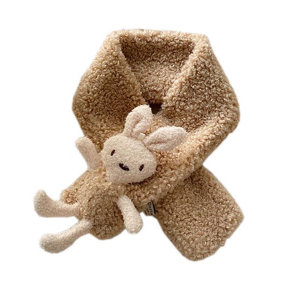 

cub fashion collar plush cross scarf children's fur scarf cute children's fashion imitation lamb hair to keep warm in winter. h092, Silver