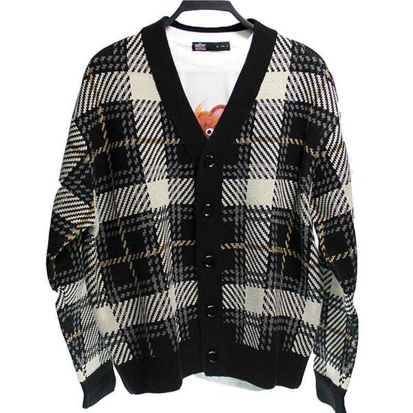 

new autumn winter men's sweater plaid cardigan sweater coat s-2xl j843, White;black