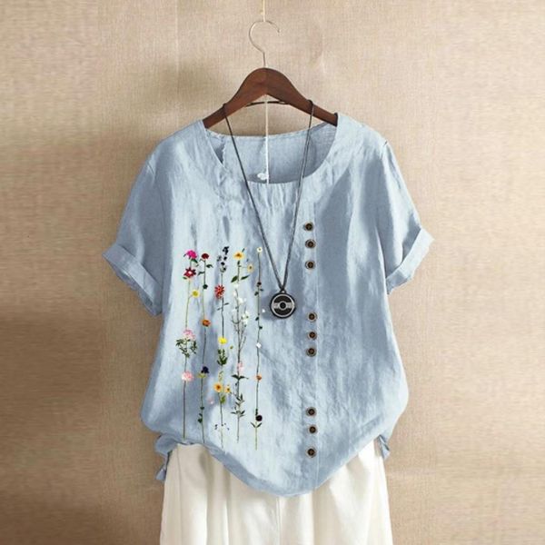 

womens blouse flowers plus size women bohemian floral embroidered shirt short sleeves blouse vintage clothes for wom, White