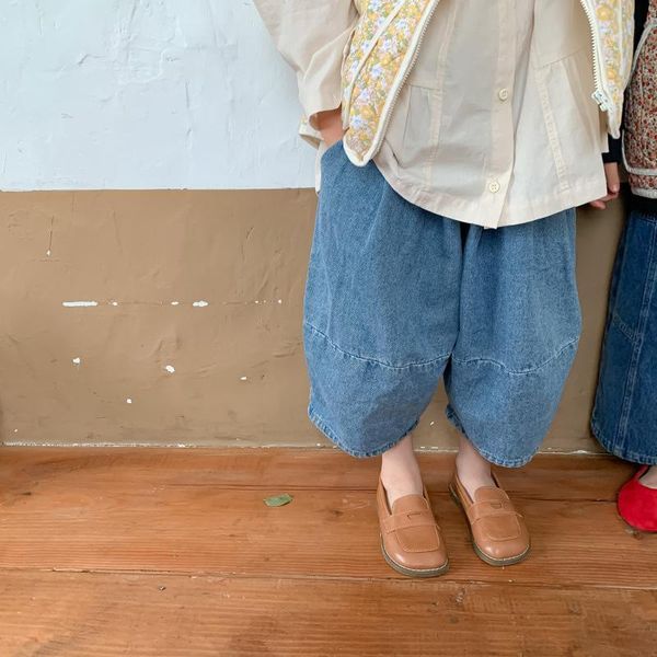 

jeans korean style oversized all-match boys and girls fashion loose denim pants children bottoms, Blue