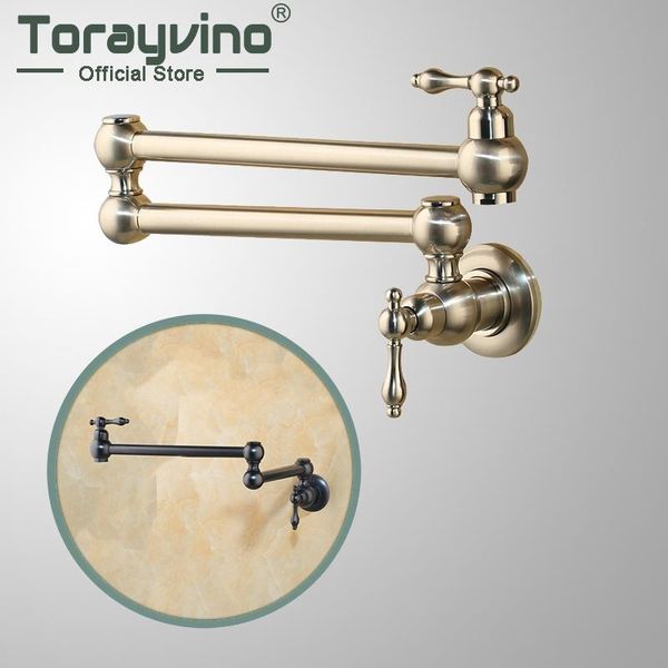 

kitchen faucets torayvino bronze black nickel pot filler double joint spout folding stretchable swing arm wall mounted brass faucet tap