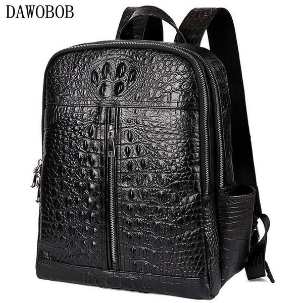 

backpack crocodile genuine leather men's male student travel bag men designers