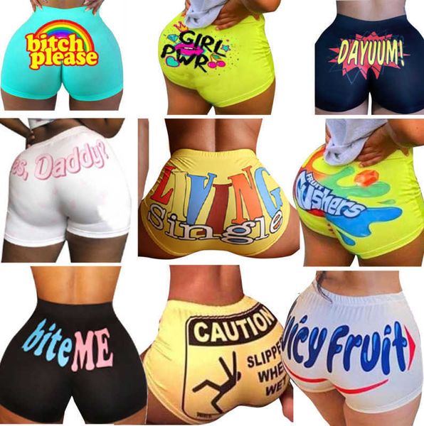 Desinger Shorts Feminino Estampado Letra Sexy Fashion Sports Booty Shorts Mini Calças de Ioga Roupas de Treino Sexy DHL 835