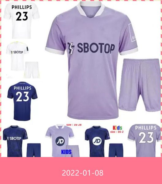 

10 raphinha soccer jerseys 21 22 t roberts harrison hernandez costa alioski clarke 2021 2022 football shirt uniforms men + kids kit, Black;yellow