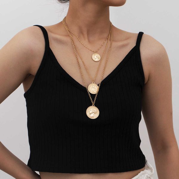 

fashion creative jewelry personality new alloy clavicle neck chain simple portrait set necklace female, Silver