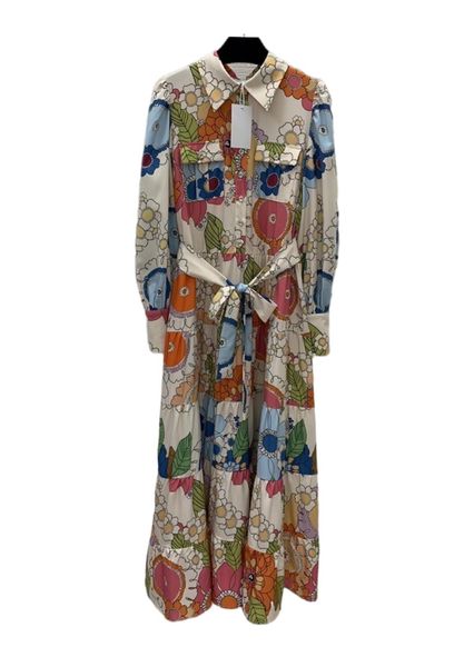 

milan runway dress 2022 new spring summer lapel neck long sleeve print panelled designer dresses brand same style dress 1218-05, Black