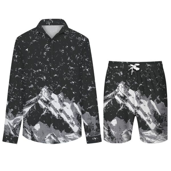 

men's tracksuits cloudstyle men 3d print long sleeve shirts summer beach shorts casual breathable polyester 2 pcs set single-breasted, Gray