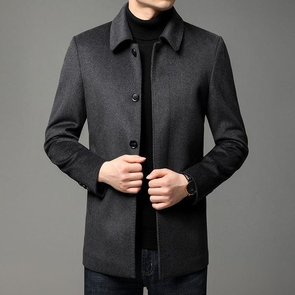 

men's wool & blends winter 2021 woolen coat, Black