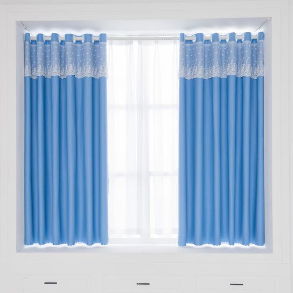 

curtain & drapes blue blackout short curtains for living room bedroom kitchen solid the window treatments