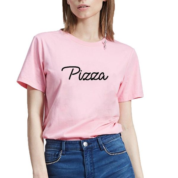 

women's t-shirt pizza printed funny t shirt women o-neck short sleeve femme casual loose tee black white ladies top