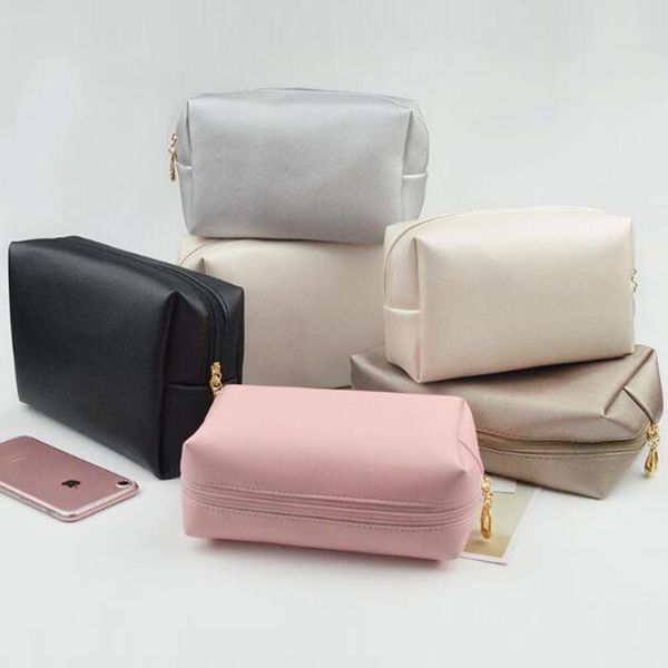 

ladies makeup bag handheld portable cosmetic case waterproof solid colors toiletry storage cosmetic bag for make up