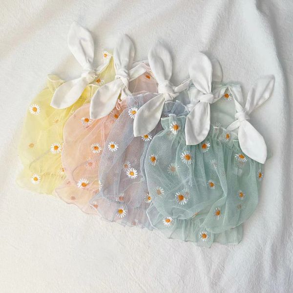 

pet dog cat cloth spring and summer korean screen teddy small daisy suspender skirt