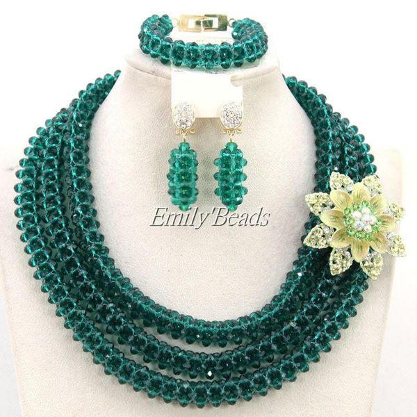 

earrings & necklace splendid costume african crystal beads jewelry set 2021 nigerian wedding bridal amj429, Silver