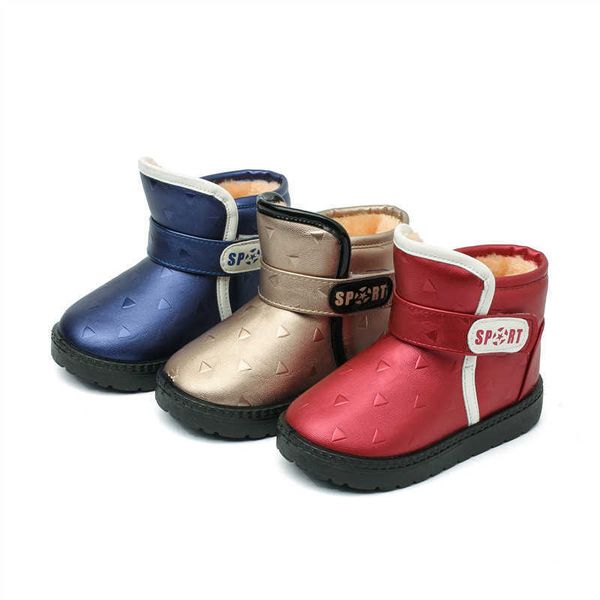 

winter warm snow boots shoes girls waterproof pu rubber short ankle boots champagne children padded shoes kids 5.5-13.5 210713, Black;grey