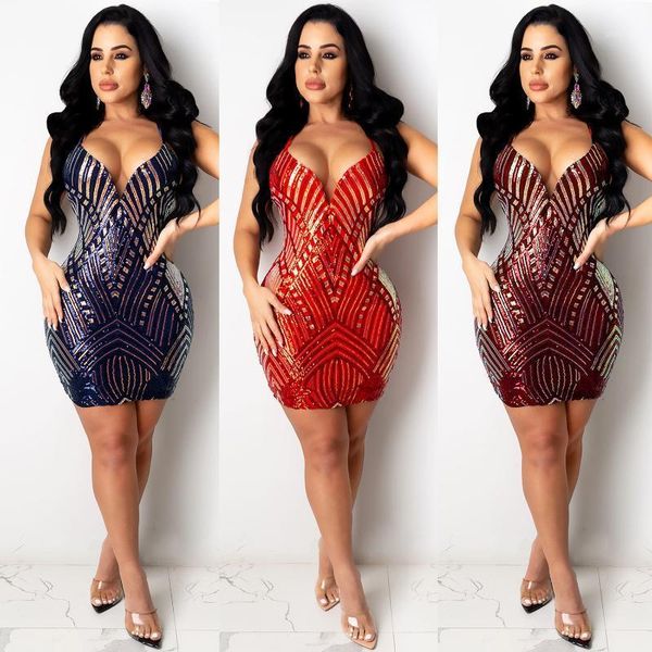 

women's nightclub bead sling v-neck dress skirt two piece, White