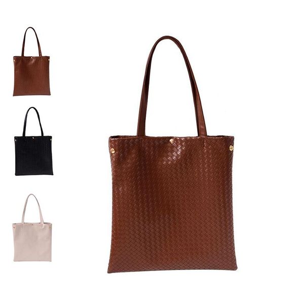 

evening bags 2021 autumn winter women large capacity tote bag ladies fashion casual versatile vintage pu leather weave handbag shoulder