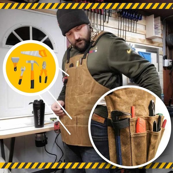 

gardening apron garden tools storage sleeveless toolkit apron canvas multi pockets hardware parts electrician repair waterproof