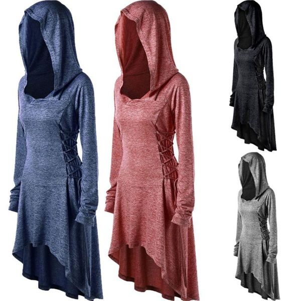 

casual dresses women fashion long sleeve side bandage loose solid plus size 5xl hoodie dress vetement femme 2021 black, Black;gray