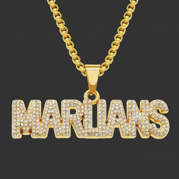 

pendant necklaces bling maruans letter necklace & shiny out link chain with tennis choker hip hop jewelry for men, Silver