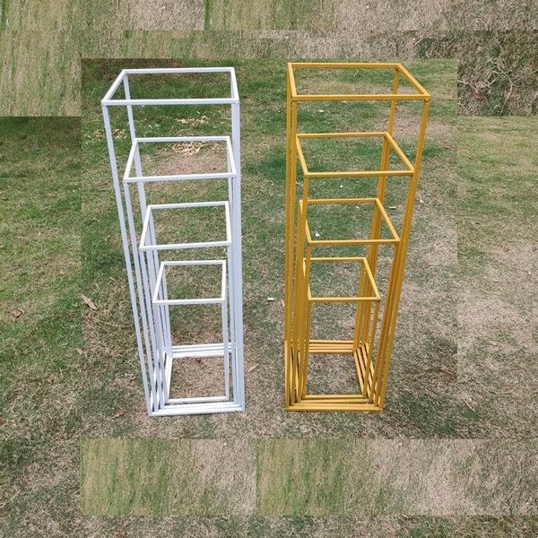 

party decoration gold/white wrought iron stand wedding props artificial flower road lead creative decor arch t-stage