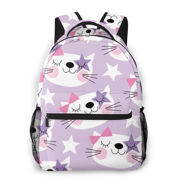 

backpack mountaineering cute white cat face shoulder bags backpacks