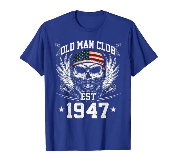 

old man club est 1947 vintage birthday t-shirt, White;black