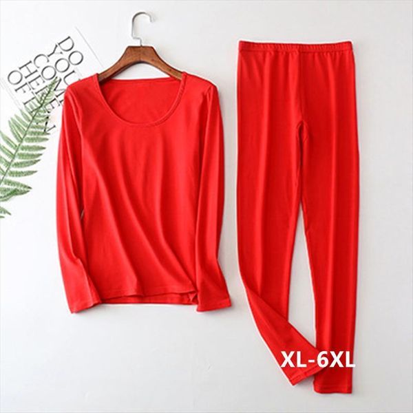 

6xl extra large size women sleepwear pajamas set casual cotton suit long sleeve trousers complexion nightwear ladies pijama, Black;red