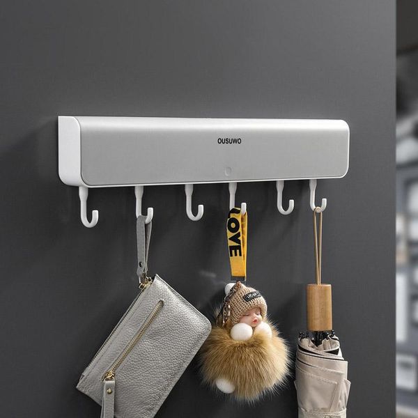 

hooks & rails wall-mounted storage rack shelf box with hook for bathroom door punch-clothes key organizer accessories