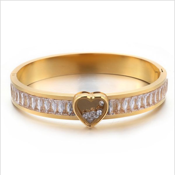 

2021 high end fashion jewelry love heart bracelet men cuff gold bangle women self titanium steel zircon silver designer jewellery couple bra, Black