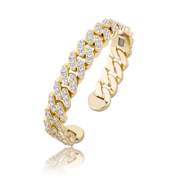 

charm bracelets luxury fashion 12mm miami cuban gold color micro pave iced cubic zirconia hip hop punk jewelry party, Golden;silver