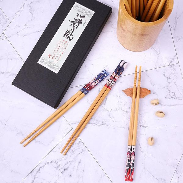 

chopsticks 5 pairs of bamboo wood children's japanese custom gift box tableware set natural household