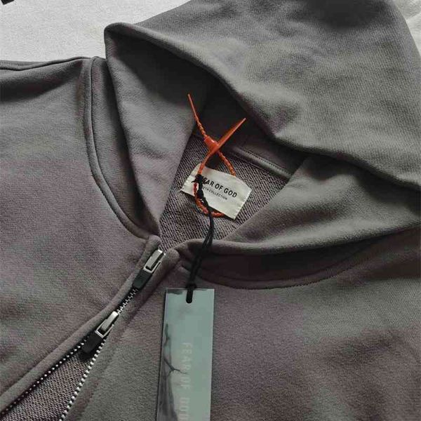 

fog checked version fugui hooded cardigan sweater zipper 2021 spring new thin men's and women's high street, Black