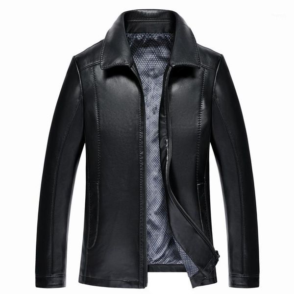 

fashion leather jacket men autumn pu leather coat men jaqueta masculina turn-down collar mens faux jackets1, Black
