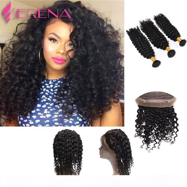 

charming hair 360 silk frontal closure deep wave 360 lace frontal pre plucked with baby hair brazilian virgin hair 360 closure, Black;brown